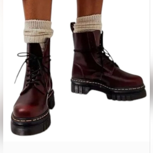 Dr. Martens Audrick Burgundy  Leather Platform Boots Size 39 US 8 - Picture 2 of 14